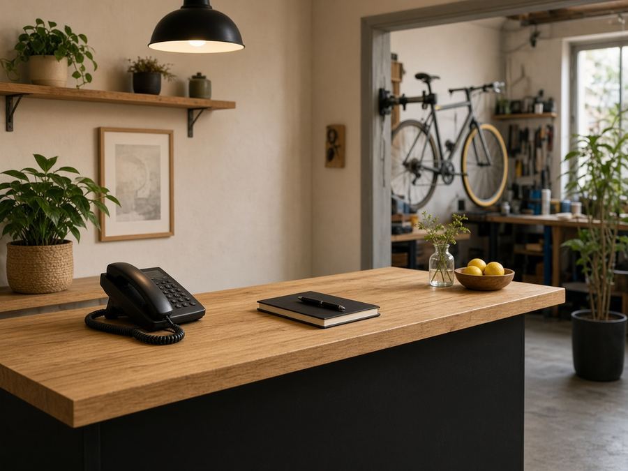 Contact desk at Studio Lemonroot in Santiago